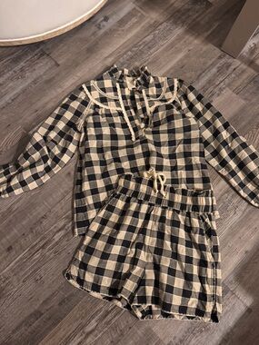 SEZANE gingham checker set sz 34 ( 2 )
